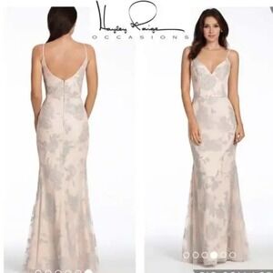 Hayley Paige Occasions Style 5717 Almond Color Size 12 Bridesmaid Formal Gown‎